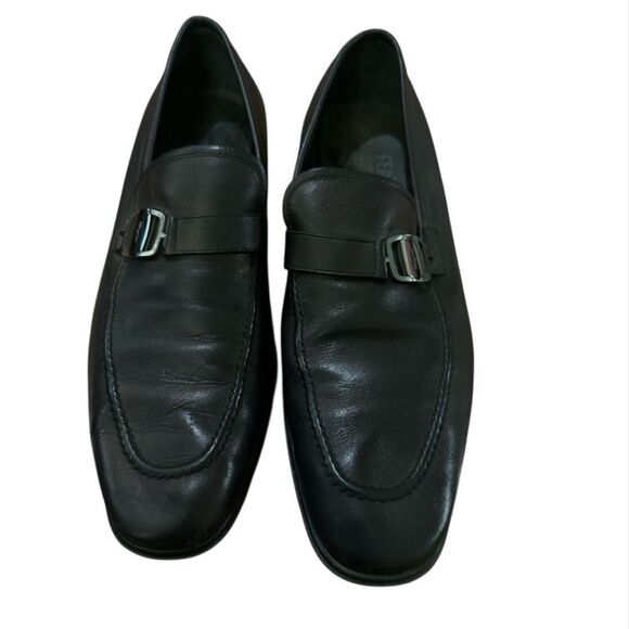 Salvatore Ferragamo Men's Black Leather Loafers size 9.5 - Picture 1 of 11